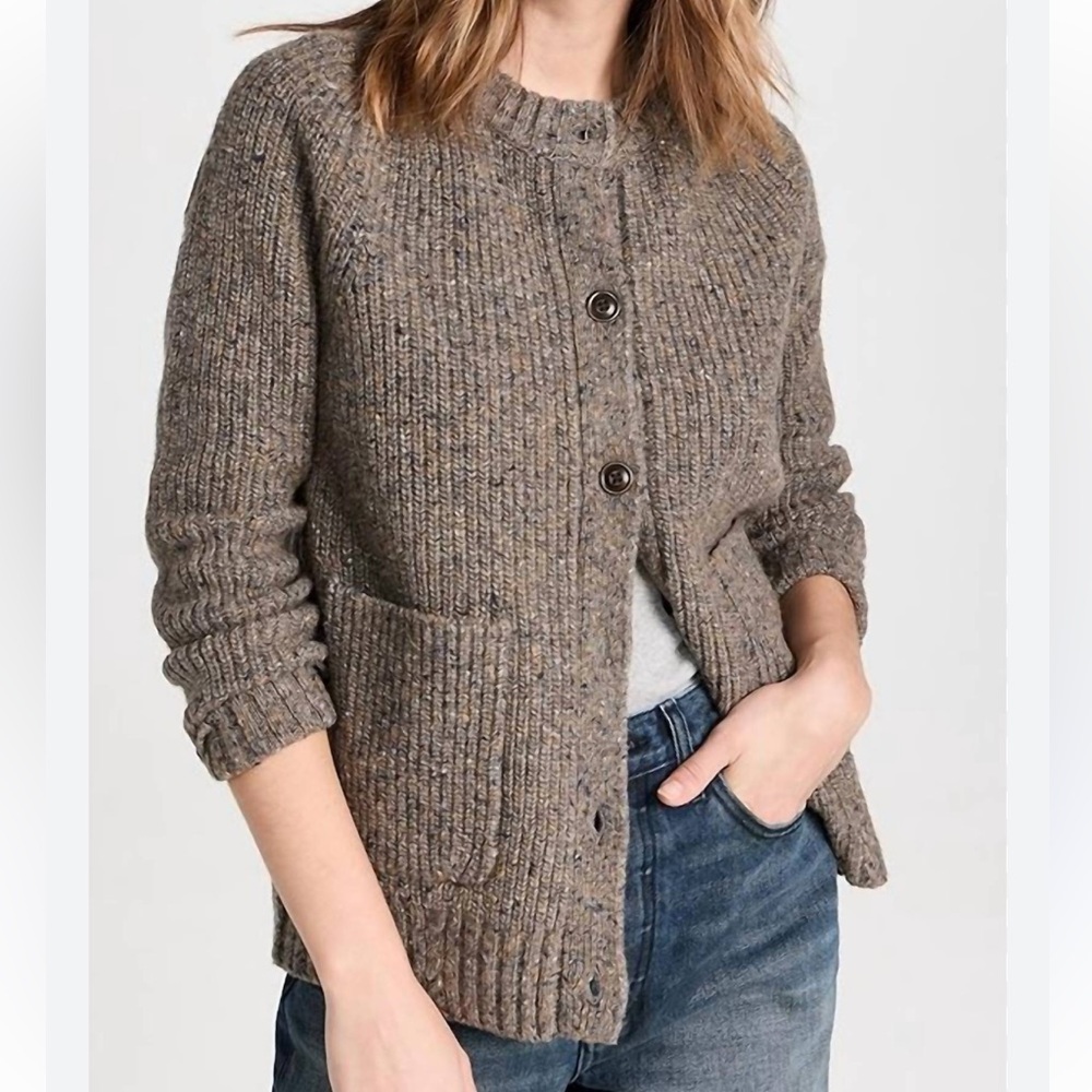 Chunky Ribbed Cardigan by Alex Mill - Brown